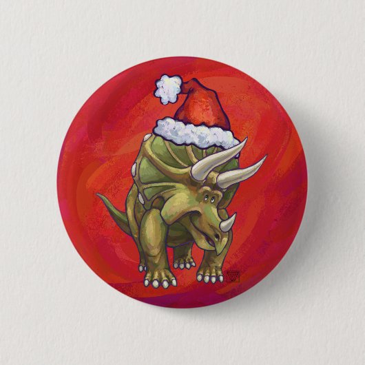 Tricerops Weihnachten auf Rot Button (Vorderseite)
