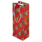 Tricerops Weihnachten auf Rot Geschenktüte Für Weinflaschen (Rückseite Schrägansicht)
