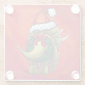 Tricerops Weihnachten auf Rot Glasuntersetzer (Rückseite)