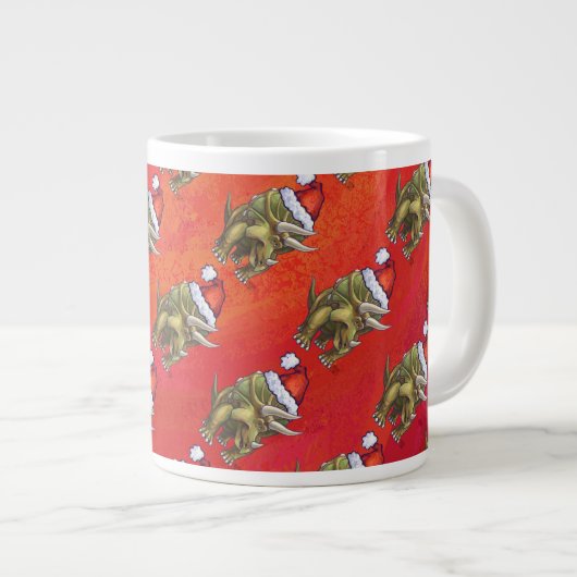 Tricerops Weihnachten auf Rot Jumbo-Tasse (Vorderseite Rechts)