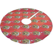 Tricerops Weihnachten auf Rot Polyester Weihnachtsbaumdecke (Schrägansicht)