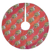 Tricerops Weihnachten auf Rot Polyester Weihnachtsbaumdecke (Vorderseite)