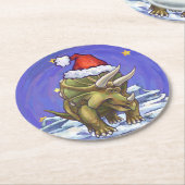 Tricerops Weihnachten Runder Pappuntersetzer (Angewinkelt)