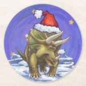 Tricerops Weihnachten Runder Pappuntersetzer (Vorderseite)