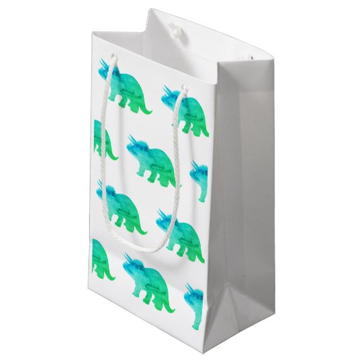 Tricertops Dinosaur Painting Pattern Neon Kleine Geschenktüte (Vorderseite Schrägansicht)