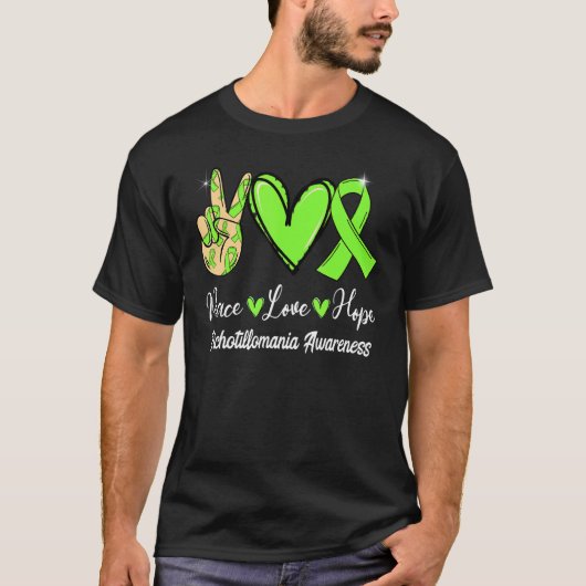 Trichotillomania Awareness Peace Liebe Hope Limon T-Shirt (Vorderseite)