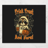 Trick Leckerei und Feral Niedlich Halloween Schaumweinetikett (Einzelnes Label)
