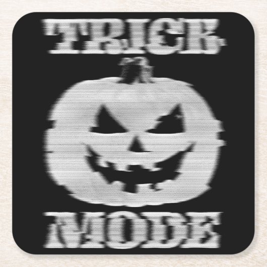 Trick Mode Glitchy Pumpkin Rechteckiger Pappuntersetzer (Vorderseite)