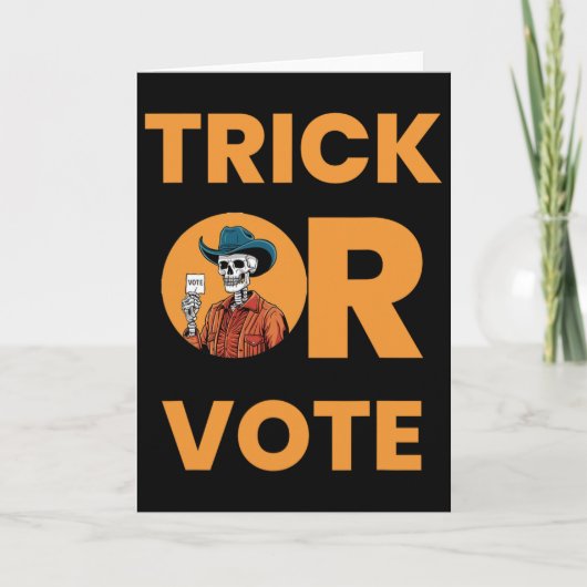 Trick oder Abstimmung Halloween Wahl Vintag Cowboy Karte (Vorderseite)