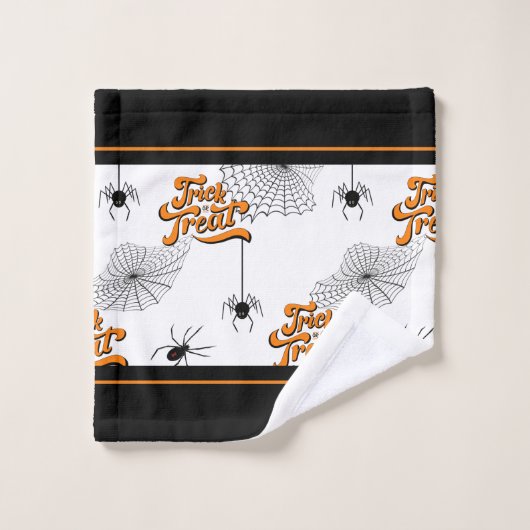 Trick oder Bearbeitung Typografie mit Spinnen Must Badhandtuch Set (Waschlappen)