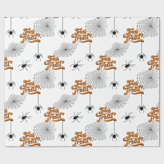 Trick oder Bearbeitung Typografie mit Spinnen Must Geschenkpapier (Flach)