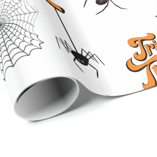 Trick oder Bearbeitung Typografie mit Spinnen Must Geschenkpapier (Rolleneckpunkt)