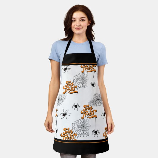 Trick oder Bearbeitung Typografie mit Spinnen Must Schürze (Getragen)