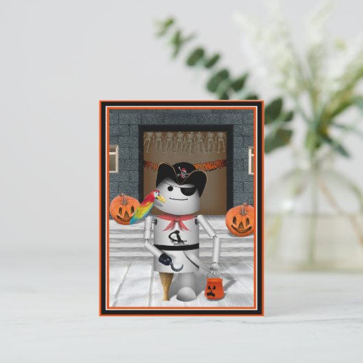 Trick- oder Bearbeitungszeit für Robo-x9 Postkarte (Stehend Vorderseite)