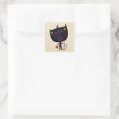 Trick oder behandeln Black Cat Niedlichen Hallowee Quadratischer Aufkleber (Tasche)