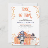 Trick oder behandeln Black Cat Pumpkin Patch Gebur Einladung (Vorderseite)