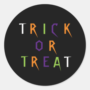 Trick oder behandeln bunte lustige Typografie Hall Runder Aufkleber