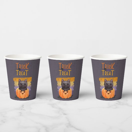 Trick oder behandeln Cat Paper Cups Pappbecher (Multi)