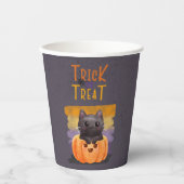 Trick oder behandeln Cat Paper Cups Pappbecher (Vorderseite)