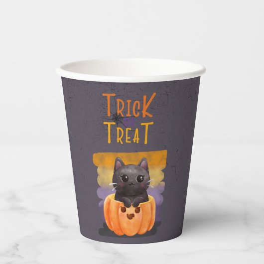 Trick oder behandeln Cat Paper Cups Pappbecher (Vorderseite)