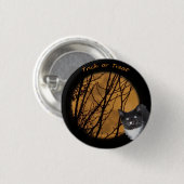 Trick oder behandeln Halloween Black Cat & Moon Button (Vorne & Hinten)