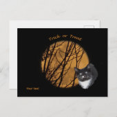 Trick oder behandeln Halloween Black Cat & Moon Postkarte (Vorne/Hinten)