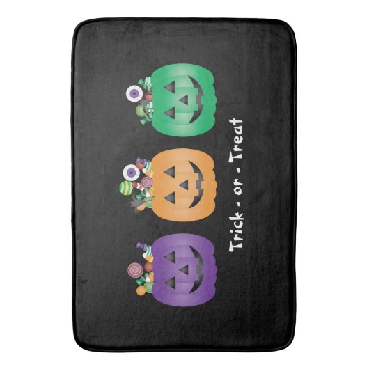 Trick oder behandeln Halloween-Kürbislaterne Candy Badematte (Vorderseite Vertikal)