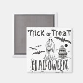 Trick oder behandeln Halloween Pumpkin Funny Magnet (Vorderseite/Rückseite)