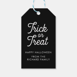 Trick oder behandeln Halloween Schwarz mit weißem Geschenkanhänger