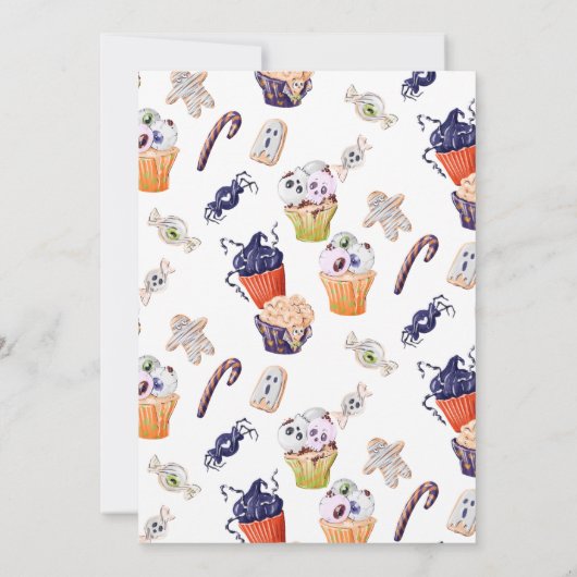 Trick oder behandeln Hexenhut Halloween Food Gebur Einladung (Rückseite)