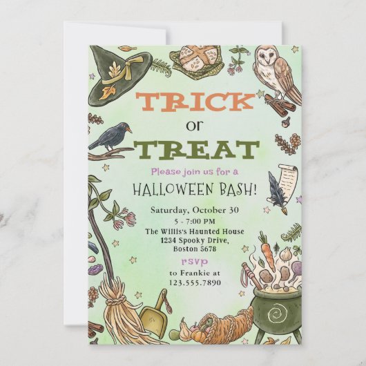 Trick oder behandeln Hexenmeister-Bash-Party Einladung (Vorderseite)