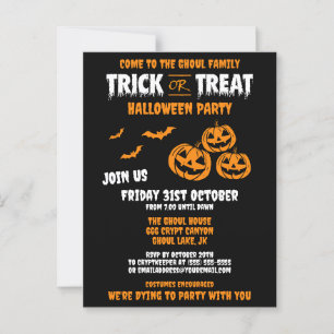 Trick oder Behandeln individuell anpassbarer Party Postkarte