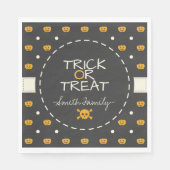 Trick oder behandeln. Kürbislaterne White Polka Do Serviette (Vorderseite)