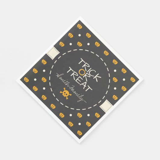 Trick oder behandeln. Kürbislaterne White Polka Do Serviette (Ecke)