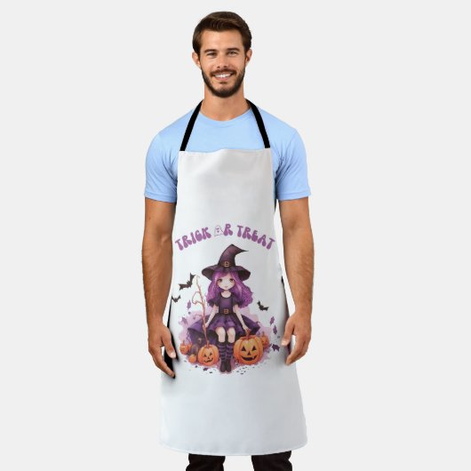 Trick oder behandeln Lila Hexenkürbis und Fledermä Schürze (Getragen)