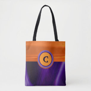 Trick oder behandeln Lila und Orange Monogramm Tasche
