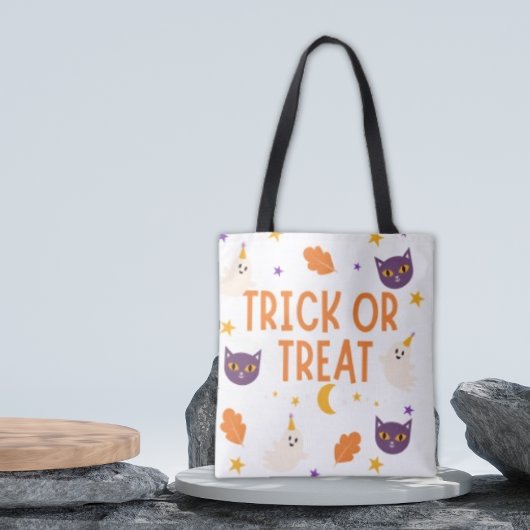 Trick oder behandeln lila und orange tasche