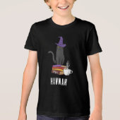 Trick oder behandeln Moderne Black Cat Custom Hall Tri-Blend Shirt (Vorderseite)