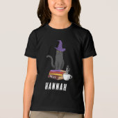 Trick oder behandeln Moderne Black Cat Custom Hall Tri-Blend Shirt (Vorderseite)