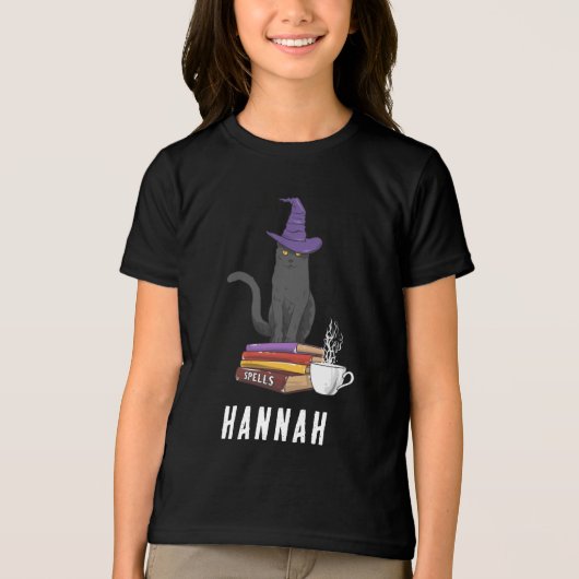 Trick oder behandeln Moderne Black Cat Custom Hall Tri-Blend Shirt (Vorderseite)