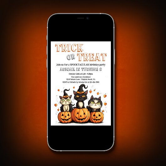 Trick oder behandeln Niedliche Halloween Katzen Ge Einladung