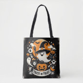Trick oder behandeln niedliche Hexenghost-Tote-Tas Tasche (Vorderseite)