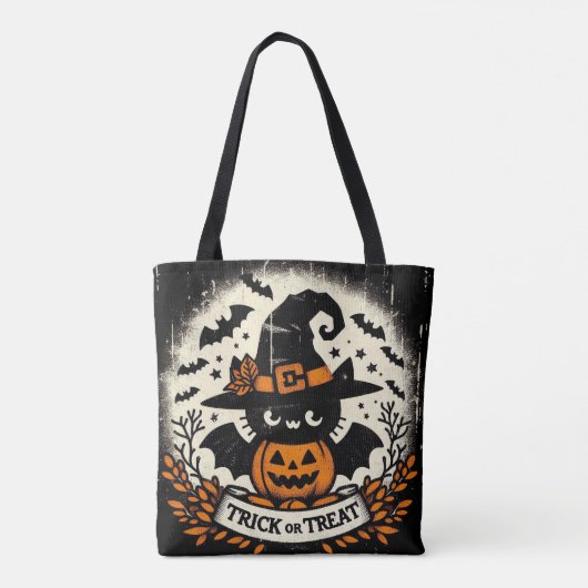 Trick oder behandeln niedliche Katzenjacke Tasche (Rückseite)