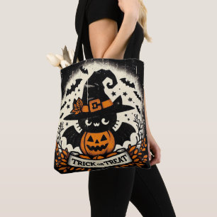Trick oder behandeln niedliche Katzenjacke Tasche