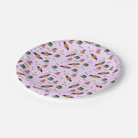 Trick oder behandeln Niedliche Pumpkin-Kürbislater Pappteller (Schrägansicht)