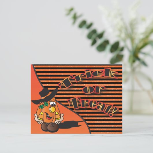 Trick oder behandeln Niedlichen Cartoon Pumpkin | Postkarte (Stehend Vorderseite)
