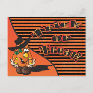 Trick oder behandeln Niedlichen Cartoon Pumpkin    Postkarte