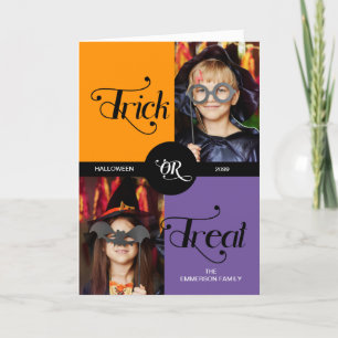 Trick oder behandeln Niedlichen Halloween zwei Fot Feiertagskarte