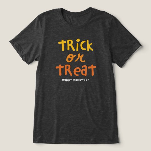 Trick oder behandeln niedliches schwarz-orangefarb Tri-Blend shirt (Design Vorderseite)
