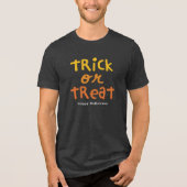 Trick oder behandeln niedliches schwarz-orangefarb Tri-Blend shirt (Vorderseite)